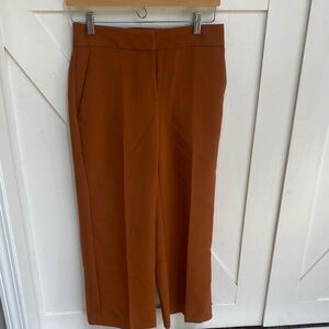 Ann Taylor Factory Rust Orange Wide-Leg Cropped Trousers size 0